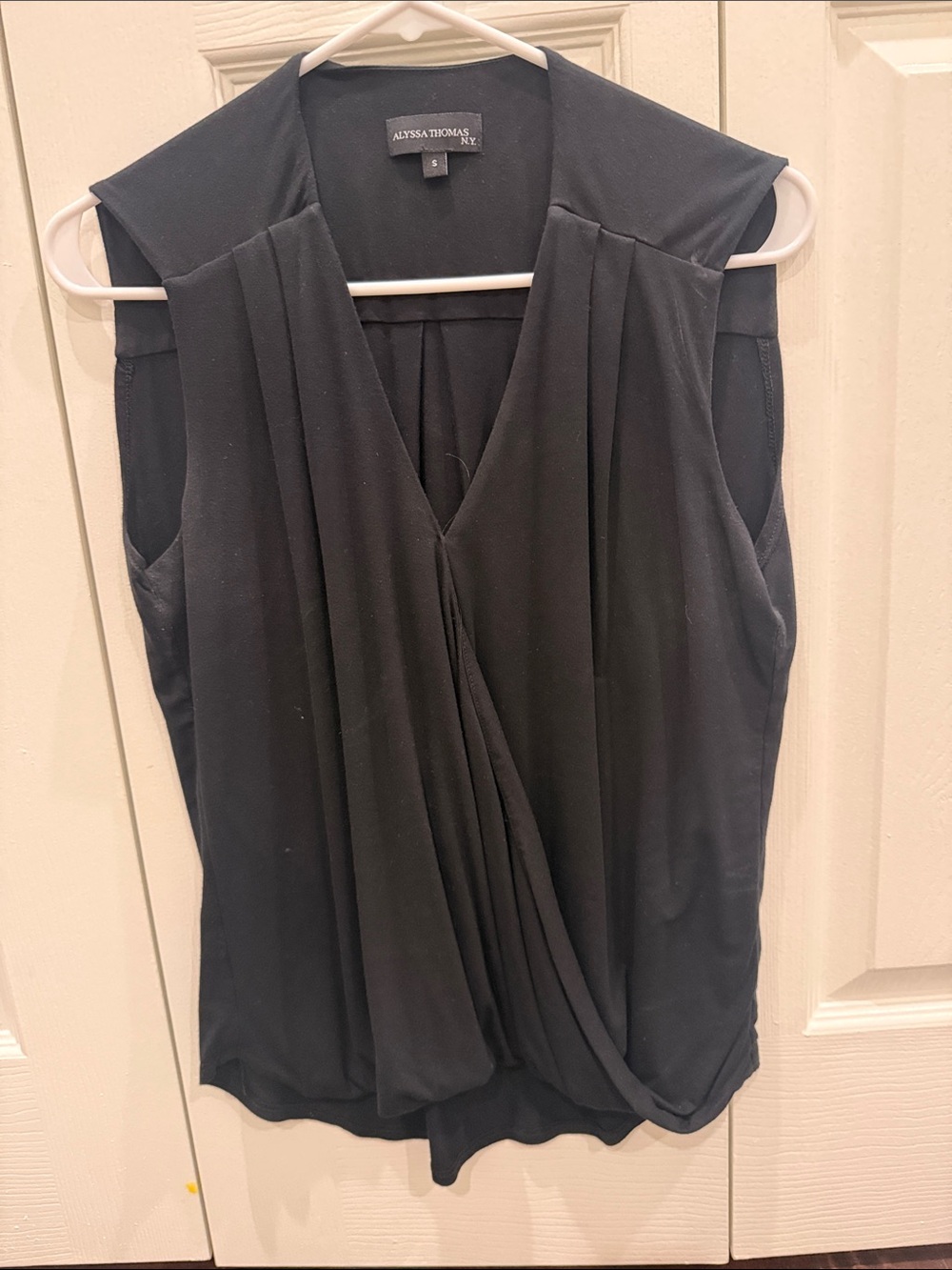 Black Faux-Wrap Sleeveless Camisole